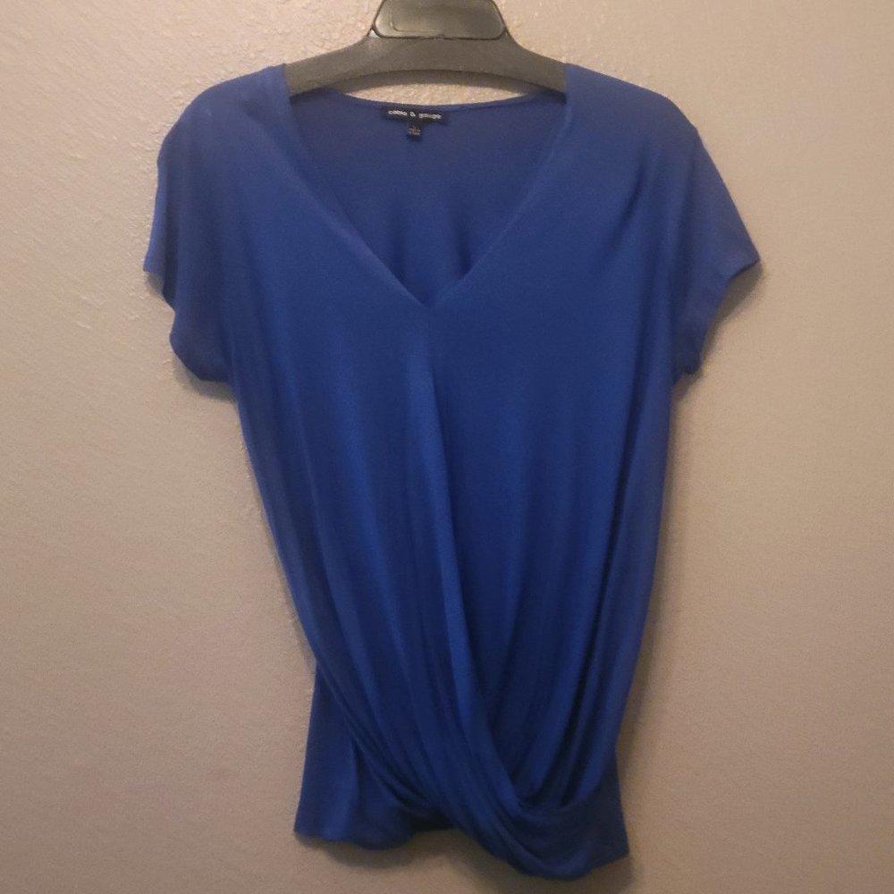 Cable & Gauge Blue Short Sleeve Twist Top Size L